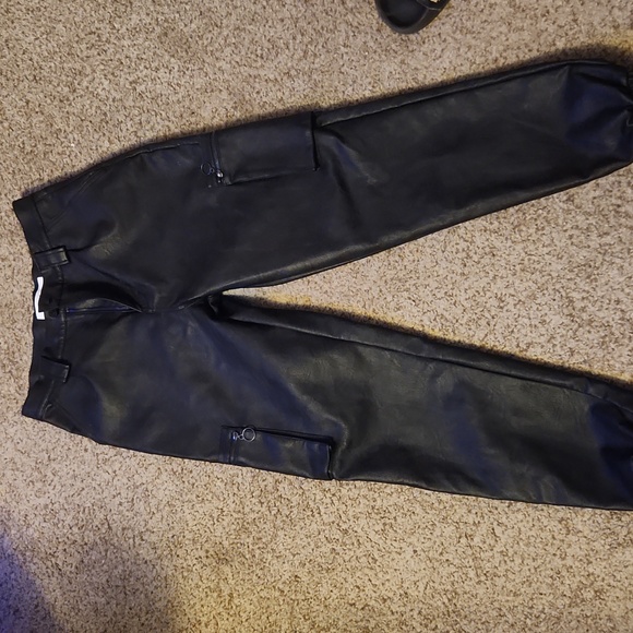 KanCan Ultra High Rise Faux Leather Joggers Black nwot - Picture 2 of 4